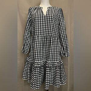 NWT J. Crew Cotton Poplin Tiered Ruffle Mini Dress Buffalo Plaid